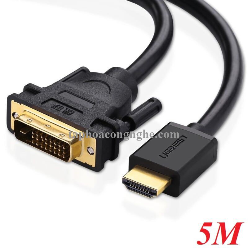 Ugreen 50350 5M màu Đen Cáp chuyển đổi HDMI sang DVI 24 + 1 thuần đồng HD133 30050350